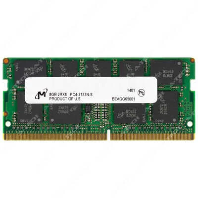 Micron 8GB 2Rx8 PC4-2133P ECC SODIMM DDR4-17000 ECC Unbuffered Server Memory RAM - Image 1 of 2