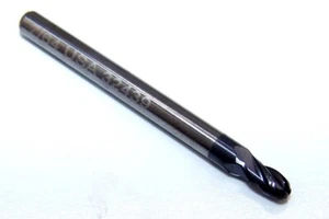 7/64" (.1094") CARBIDE 4 FLUTE ENDMILLS, BALL END, TIALN COATED DURA-MILL 73100 - Picture 1 of 3