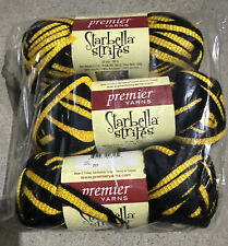 3 Premier Yarns Starbella Stripes Stinger Yellow Black #17-06 Ruffle Scarf