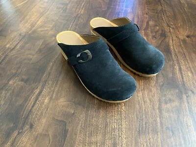 Zuecos Sanita Hedi gamuza negra madera talla 41 EE. UU. 10,5-11 Foto 1 de 4