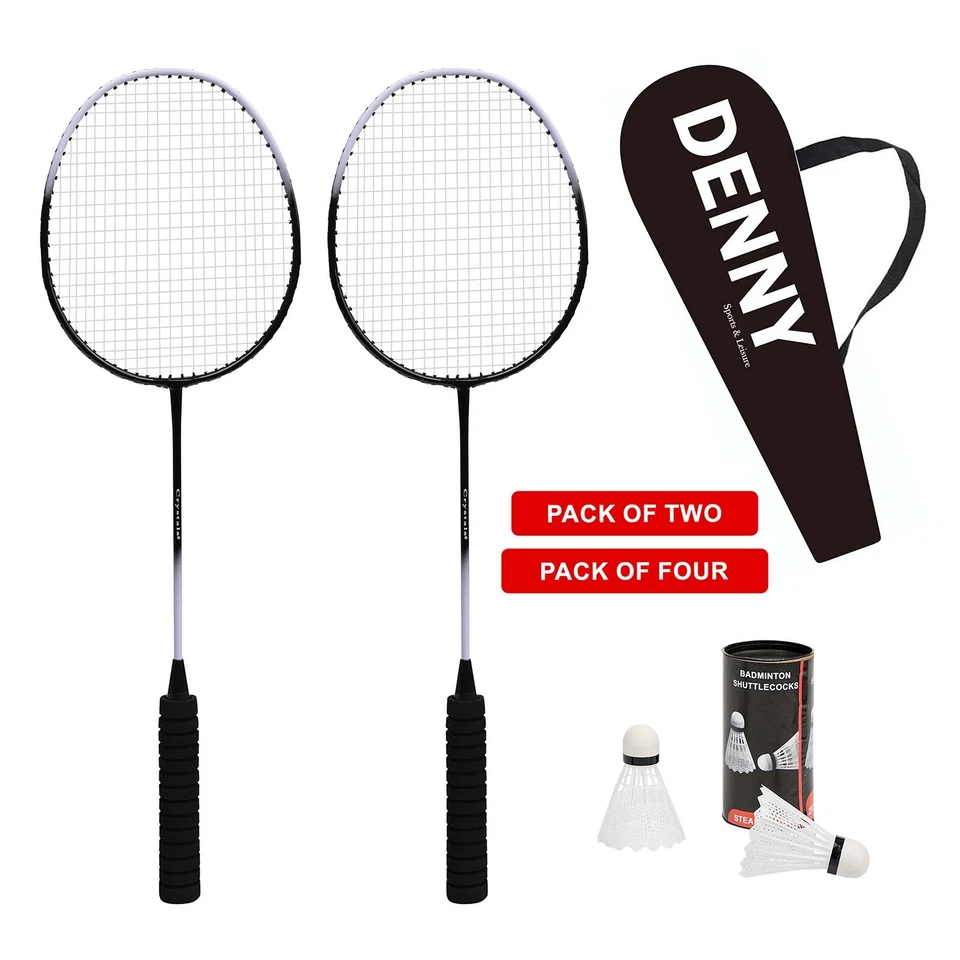 CRYSTALS Anfänger Badminton 2 Schläger & Federbälle Set Erwachsene Kinder Set Spiel Garten