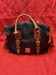 Dooney and Bourke Pebble Grain Leather Satchel Handbag Double Tassels - Picture 1 of 11