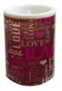 New Love Print Multicolor LED Flameless Pillar Candle Battery Operated - NWT - Picture 1 of 1