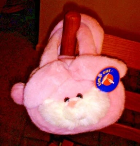 NEW PLUSH PINK BUNNY RABBIT PURSE ZIPPERED TOP EASTER GIFT - Picture 1 of 8