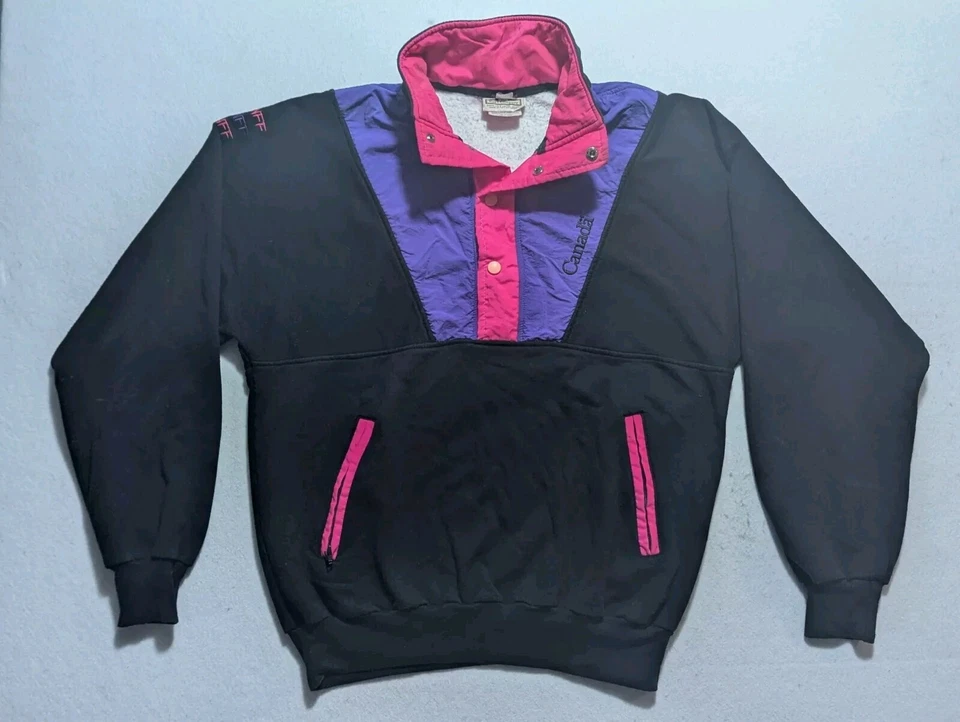 De colección. Pullover mediano Banff Canada adulto The Shirt Company rosa púrpura negro Foto 1 de 4