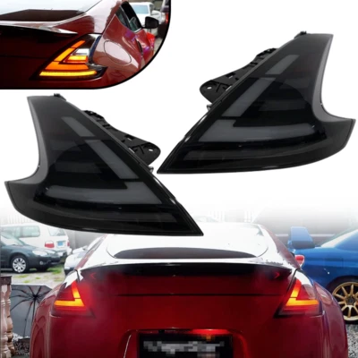 Par de luces traseras de señal de giro LED DRL ahumadas para 09-21 Nissan 370Z Fairlady Z34 Foto 1 de 4
