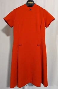 Vintage 60s Mod Space Age Orange Monochrome Knit Bodycon Dress USA Unionmade 38 - Picture 1 of 9