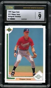 CHIPPER JONES 1991 Upper Deck #55 RC 1990 Baseball Hologram Variation CSG 9 - Picture 1 of 2