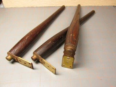 Patas de muebles de salvamento 14" tres MCM retro madera oscura soportes de latón WH Foto 1 de 4