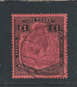 NYASALAND 1913-21 £1 PURPLE & BLACK/RED USED SG 98 CAT £225 - Picture 1 of 2