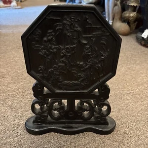 Antique Chinese Fine Rosewood Carved Table Screen 12” Tall - Picture 1 of 12