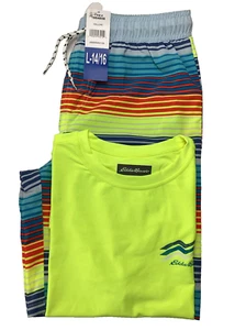 Eddie Bauer Youth Boys Swim Trunks & T-shirt 2-Piece Set, Yellow, Size: L-14/16 - Picture 1 of 11