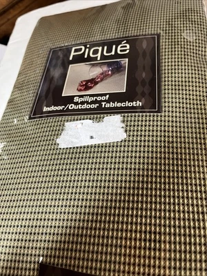 Benson Mills Tablecloth Pique 60x84 Oblong, Spillproof New in Package Blk/Gold - Image 1 of 4