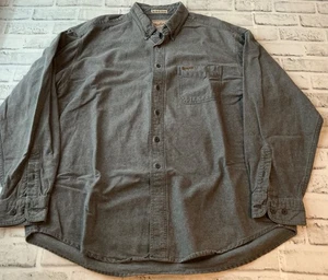 WOOLRICH Shirt Mens XL Gray Chambray SPORTSMAN CHAMOIS Button Up Flaws - Picture 1 of 8