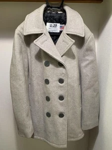 Schott Heavy Melton Wool Pea Coat Double Breast Made in USA Light Gray Size 40 - Picture 1 of 24