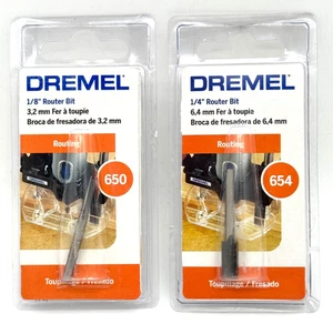 Set of 2 NEW DREMEL Router Bit 650 (1/8" - 3,2mm) & 654 (1/4" - 6,4mm) - Fr.Sh. - Picture 1 of 8