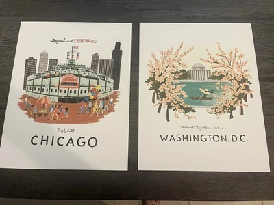 Two Pottery Barn Prints Wall Art - 11x14 Chicago & Washington DC - Image 1 of 3