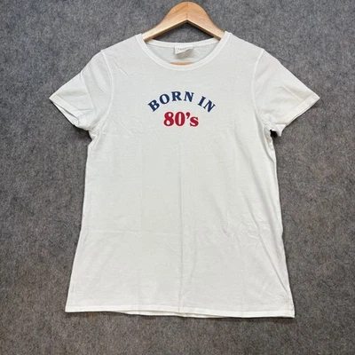 Sezane T Shirt Womens Size XS White 100% Cotton Born In 80's Graphic Top Casual - Image 1 of 4