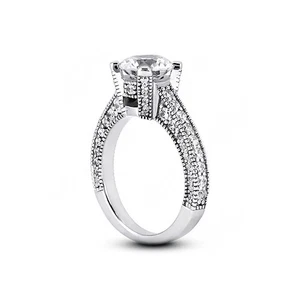 Akzentring 1,93 kt G-SI2 runder natürlicher zertifizierter Diamanten 14 kt Gold Vintage-Stil - Bild 1 von 3