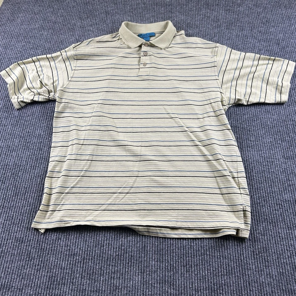 Polo de golf Paradise Blue XXL manga corta para hombre botón informal a rayas Foto 1 de 4