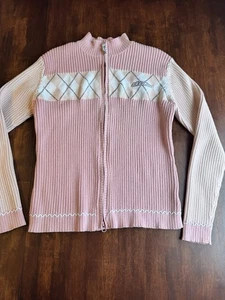 Damen Ski-Doo schwerer Strickpullover mit durchgehendem Reißverschluss zweifarbig mit Ziernähten  - Bild 1 von 14