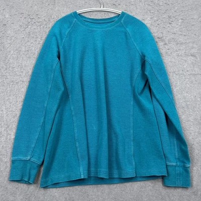 Duluth Trading Top Women's Medium Blue Longtail T Winter Waffle Crewneck Shirt - Image 1 of 4