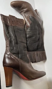 Moneta Blu Stiefel 38 Absatz rot unten Sherpa gefüttert Italy ital. Leder Milano - Bild 1 von 24