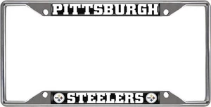 Pittsburgh Steelers Metal License Plate Frame Chrome Tag Cover 6x12 Inch - Picture 1 of 4