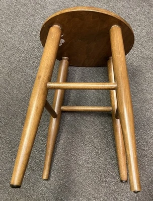 "Taburete de cocina de madera natural redondo de colección para el hogar - 16"" marrón" Foto 1 de 4