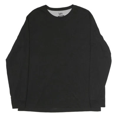 LEE Mens Black Long Sleeve Crew Neck Plain T-Shirt XL Cotton Casual - Image 1 of 4