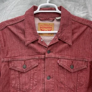 Levis Jacket Men's Size XL Jean Denim Button Trucker Type 3 RED Biker grunge - Picture 1 of 15