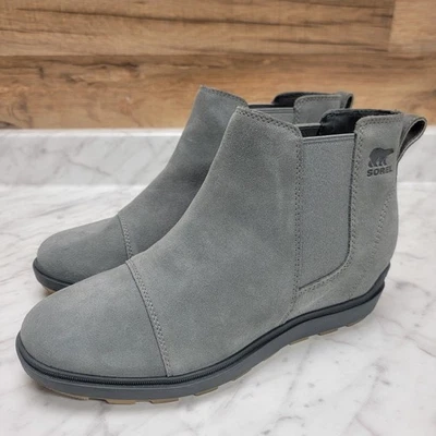 Sorel Womens Boots Size 9.5 Evie Ankle Chelsea Booties Wedge Heel Gray Suede - Image 1 of 4