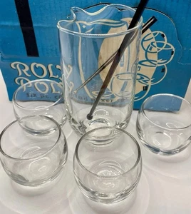 Vintage 6 Stück MCM Federal Glas Roly Poly💙Gläser OVP Cocktail Set - Bild 1 von 24