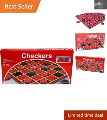 Folding Checkers Set with Interlocking Pieces - Fun Strategy Game for All Ages - Image 1 of 4