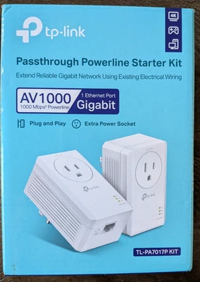 TP-Link AV1000 Gigabit Passthrough Powerline Starter KIT TL-PA7017P - Immagine 1 di 4