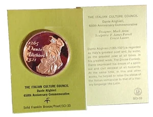 The Italian Culture Council Solid Bronze Medal Franklin Mint. SCI-33. Our T7073 - Picture 1 of 7
