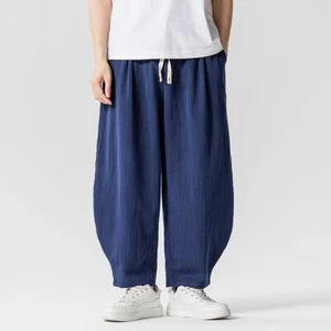 Lässige chinesische Kung Fu Herrenhose Kordelzug elastischer Bund lockere Hose M-5XL - Bild 1 von 14