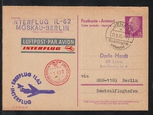 RDA 1970 gran primer vuelo con Interflight Moscú a Berlín en tarjeta de respuesta - Imagen 1 de 1