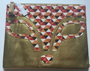 NWT Charming Charlie Fox Bag Fox Animal Face Clutch Orange Gold New! - Picture 1 of 8