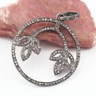 Natural Pave diamond 925 Sterling Silver Leaf Pendent fine Gift Her Jewelry