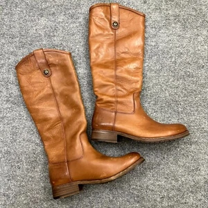 Frye Melissa Button Lug 3471374-COG Women 7B Riding Boots Cognac Knee High Boots - Picture 1 of 7