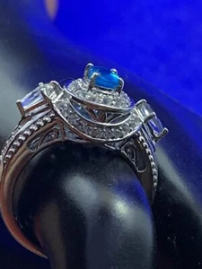 Malgache Neon Apatite w/ Topaz Ring-Look at this Design! - Picture 1 of 5