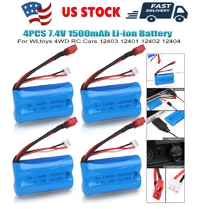 4pcs 7.4V 1500mAh Li-ion Battery Pack for REMO 1/16 Scale WLtoys 4WD RC Cars USA - Picture 1 of 12