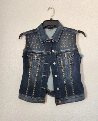  Chaleco vaquero sin mangas London Jean azul con tachuelas talla XS Foto 1 de 4