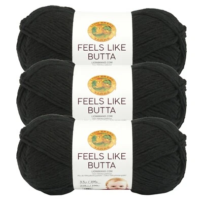 (3 Pack) Lion Brand Yarn 215-153 Feels Like Butta Yarn, Black - Image 1 of 4