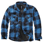 Brandit Lumber Jacket Mens Padded Flannel Coat Check Shirt Warm Black Blue