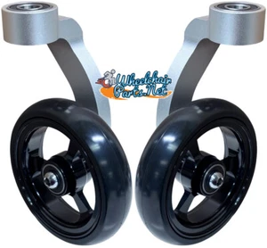Single Sided Silver Aluminum Caster Fork Assembly With 4x1 Caster Wheels - Picture 1 of 20