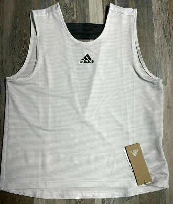 Camiseta sin mangas de tenis Adidas Primeblue con abertura en V gris negra para mujer FQ2410 NUEVA CON ETIQUETAS $60 Foto 1 de 4