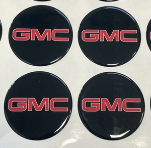 4 Wheel Center Cap Logo dome Decal Emblem Black 3.5" 88mm RED GMC 1500 2500 3500 - Picture 1 of 4