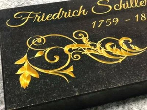 Schriftplatte Grabstein Grabtafel Naturstein Liegeplatte vertiefte Goldschrift - Bild 1 von 9